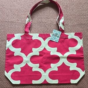 Pink and White Tote Bag